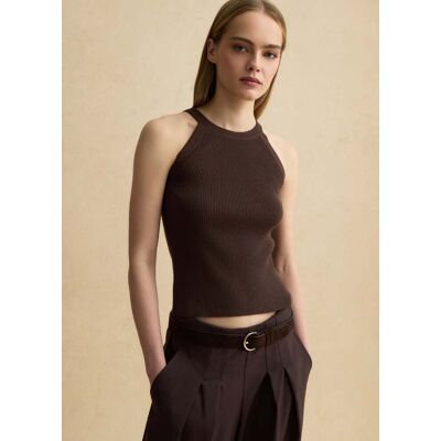 LES COPAINS , Tank Top Fitted In Misto Viscosa Marrone, Donna, Marrone, Taglia: L LES COPAINS , Tank Top Fitted In Misto Viscosa Marrone, Donna, Marrone, Taglia: L