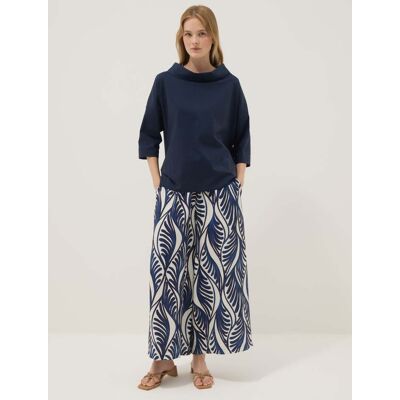 Hybrid , Pantaloni Palazzo Blu In Misto Viscosa, Donna, Blu, Taglia: L/XL Hybrid , Pantaloni Palazzo Blu In Misto Viscosa, Donna, Blu, Taglia: L/XL