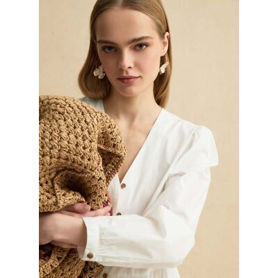 LES COPAINS , Abito In Puro Cotone Bianco Regular Fit Deep V, Donna, Bianco, Taglia: XL LES COPAINS , Abito In Puro Cotone Bianco Regular Fit Deep V, Donna, Bianco, Taglia: XL