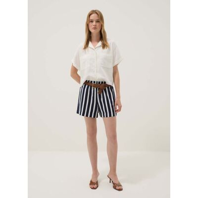 OVS , Shorts A Righe Multicolor In Misto Lino E Viscosa Con Vita Elasticizzata Regular Fit, Donna, Multicolor, Taglia: XL OVS , Shorts A Righe Multicolor In Misto Lino E Viscosa Con Vita Elasticizzata Regular Fit, Donna, Multicolor, Taglia: XL