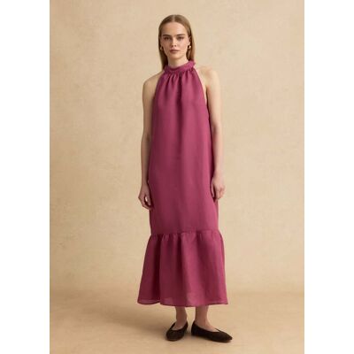 LES COPAINS , Abito Midi Rosa In Misto Lino E Viscosa Regular Fit Con Collo Halter, Donna, Rosa, Taglia: XS LES COPAINS , Abito Midi Rosa In Misto Lino E Viscosa Regular Fit Con Collo Halter, Donna, Rosa, Taglia: XS