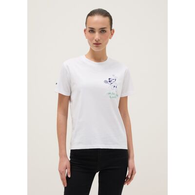 Disney , T-shirt In Puro Cotone Bianca Regular Fit Con Stampa Minnie, Donna, Bianco, Taglia: XS Disney , T-shirt In Puro Cotone Bianca Regular Fit Con Stampa Minnie, Donna, Bianco, Taglia: XS