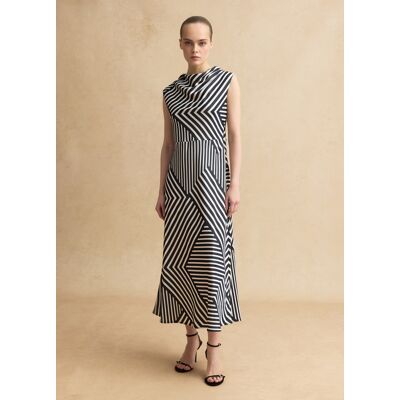 LES COPAINS , Vestito Senza Maniche In Misto Viscosa A Righe Multicolor Regular Fit, Donna, Multicolor, Taglia: 44 LES COPAINS , Vestito Senza Maniche In Misto Viscosa A Righe Multicolor Regular Fit, Donna, Multicolor, Taglia: 44