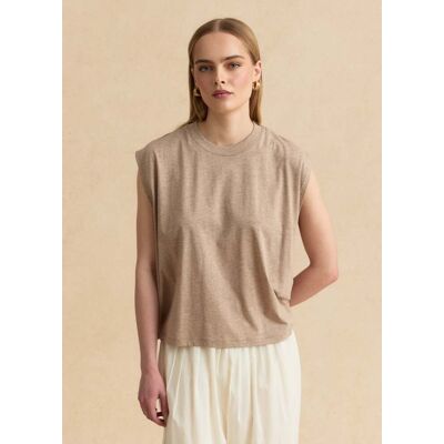 LES COPAINS , T-shirt In Misto Lyocell E Cotone Beige Regular Fit Con Maniche Ampie, Donna, Beige, Taglia: XS LES COPAINS , T-shirt In Misto Lyocell E Cotone Beige Regular Fit Con Maniche Ampie, Donna, Beige, Taglia: XS