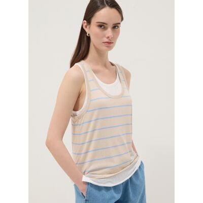 OVS , Tank Top Beige In Misto Viscosa A Righe Regular Fit, Donna, Beige, Taglia: S OVS , Tank Top Beige In Misto Viscosa A Righe Regular Fit, Donna, Beige, Taglia: S