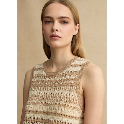 LES COPAINS , Tank Top In Crochet Di Misto Cotone Multicolor Regular Fit, Donna, Multicolor, Taglia: XL LES COPAINS , Tank Top In Crochet Di Misto Cotone Multicolor Regular Fit, Donna, Multicolor, Taglia: XL