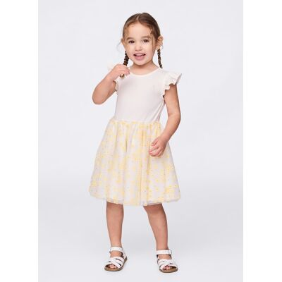 GAP KIDS , Abito Con Gonna In Tulle Con Fiori, Unisex, Bianco, Taglia: 18-24M/79-84 GAP KIDS , Abito Con Gonna In Tulle Con Fiori, Unisex, Bianco, Taglia: 18-24M/79-84