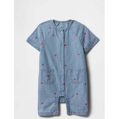 GAP KIDS , Tutina In Denim Con Ricami, Unisex, , Taglia: 0-3M/46-58 GAP KIDS , Tutina In Denim Con Ricami, Unisex, , Taglia: 0-3M/46-58