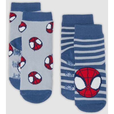FAGOTTINO , Bipack Di Calze Antiscivolo Blu In Cotone Organico Con Stampa Spidey, Bambino, Blu, Taglia: 24-30 FAGOTTINO , Bipack Di Calze Antiscivolo Blu In Cotone Organico Con Stampa Spidey, Bambino, Blu, Taglia: 24-30