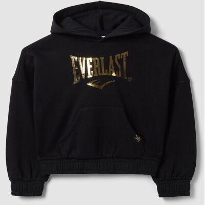 Everlast , Felpa Nera Con Cappuccio In Misto Cotone E Logo Per Bambina, Unisex, Nero, Taglia: 5-6 Everlast , Felpa Nera Con Cappuccio In Misto Cotone E Logo Per Bambina, Unisex, Nero, Taglia: 5-6