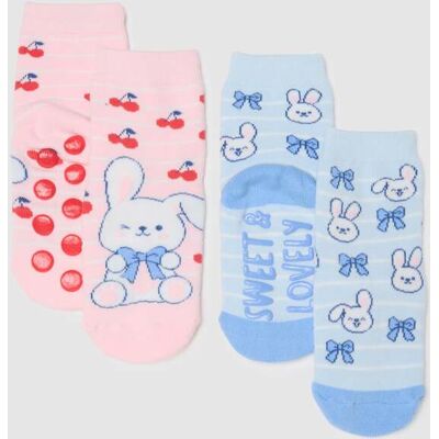 OVS KIDS , Bipack Calze In Cotone Elasticizzato Multicolor Da Bambina Con Disegni, Multicolor, Taglia: 31/33 OVS KIDS , Bipack Calze In Cotone Elasticizzato Multicolor Da Bambina Con Disegni, Multicolor, Taglia: 31/33