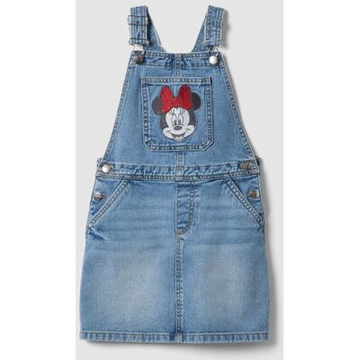 Disney , Salopette Denim Blu In Puro Cotone Da Bambina Con Ricamo Minnie, Denim, Taglia: 6-7 Disney , Salopette Denim Blu In Puro Cotone Da Bambina Con Ricamo Minnie, Denim, Taglia: 6-7