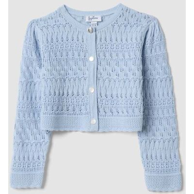 FAGOTTINO , Cardigan Fitted Azzurro In Puro Cotone Da Bimba Lavorato A Maglia, Bambina, Azzurro, Taglia: 30-36 FAGOTTINO , Cardigan Fitted Azzurro In Puro Cotone Da Bimba Lavorato A Maglia, Bambina, Azzurro, Taglia: 30-36