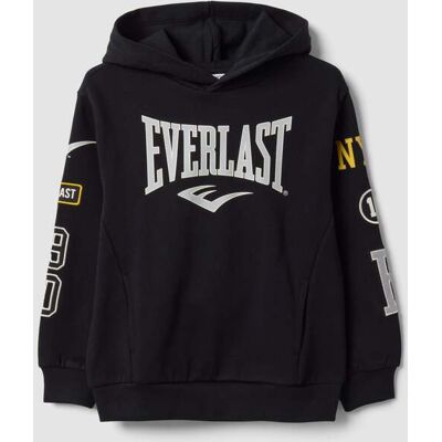 Everlast , Felpa Nera Con Cappuccio In Puro Cotone E Stampe Decorative Per Bambino, Nero, Taglia: 8-9 Everlast , Felpa Nera Con Cappuccio In Puro Cotone E Stampe Decorative Per Bambino, Nero, Taglia: 8-9