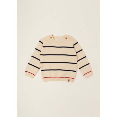 IANA , Maglione Beige In Misto Cotone A Righe Da Neonato, Beige, Taglia: 18 IANA , Maglione Beige In Misto Cotone A Righe Da Neonato, Beige, Taglia: 18