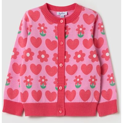 FAGOTTINO , Cardigan Con Disegno Fiori E Cuori All-over, Bambina, Rosa, Taglia: 18-24 FAGOTTINO , Cardigan Con Disegno Fiori E Cuori All-over, Bambina, Rosa, Taglia: 18-24