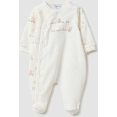 FAGOTTINO , Tutina Bianca Da Neonato In Puro Cotone Con Maniche Lunghe E Ricami, Unisex, Bianco, Taglia: 3-6 FAGOTTINO , Tutina Bianca Da Neonato In Puro Cotone Con Maniche Lunghe E Ricami, Unisex, Bianco, Taglia: 3-6