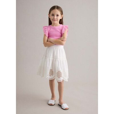 PIOMBO KIDS , Gonna Bianca In Puro Cotone Sangallo, Bambina, Bianco, Taglia: 8 PIOMBO KIDS , Gonna Bianca In Puro Cotone Sangallo, Bambina, Bianco, Taglia: 8