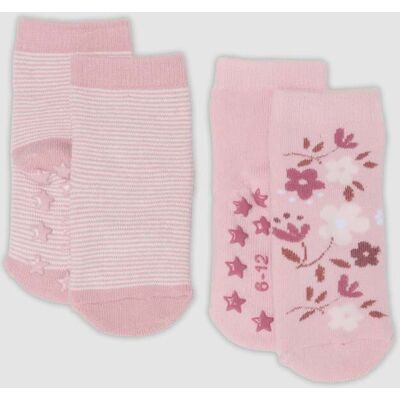 FAGOTTINO , Bipack Di Calze Rosa Antiscivolo In Cotone Organico Per Bimbe, Bambina, Rosa, Taglia: 24-30 FAGOTTINO , Bipack Di Calze Rosa Antiscivolo In Cotone Organico Per Bimbe, Bambina, Rosa, Taglia: 24-30