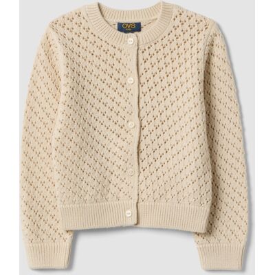 OVS KIDS , Cardigan Traforato In Puro Cotone Beige Da Bambina Regular Fit, Beige, Taglia: 5-6 OVS KIDS , Cardigan Traforato In Puro Cotone Beige Da Bambina Regular Fit, Beige, Taglia: 5-6