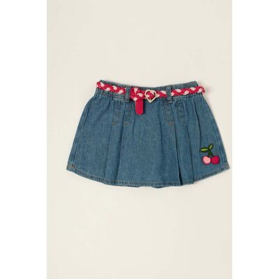 IANA , Gonna Jeans In Puro Cotone Con Ricamo Ciliegia Da Neonata, Blu, Taglia: 24 IANA , Gonna Jeans In Puro Cotone Con Ricamo Ciliegia Da Neonata, Blu, Taglia: 24