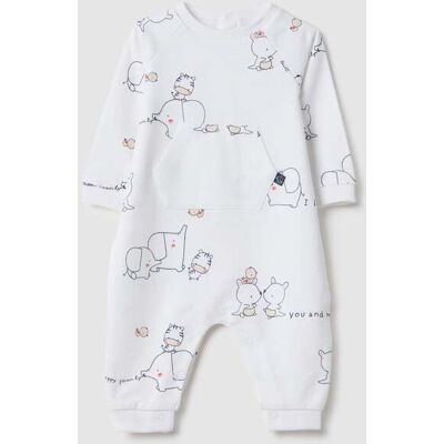 FAGOTTINO , Tutina In Puro Cotone Bianca Da Neonato Con Stampe, Unisex, Bianco, Taglia: 1-3 FAGOTTINO , Tutina In Puro Cotone Bianca Da Neonato Con Stampe, Unisex, Bianco, Taglia: 1-3