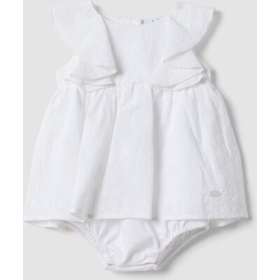 FAGOTTINO , Pagliaccetto Bianco In Puro Cotone Da Neonata Con Ricami, Bianco, Taglia: 1-3 FAGOTTINO , Pagliaccetto Bianco In Puro Cotone Da Neonata Con Ricami, Bianco, Taglia: 1-3