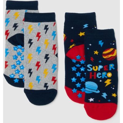 OVS KIDS , Bipack Calzini Antiscivolo Multicolor Da Bambino In Misto Cotone, Multicolor, Taglia: 34/36 OVS KIDS , Bipack Calzini Antiscivolo Multicolor Da Bambino In Misto Cotone, Multicolor, Taglia: 34/36