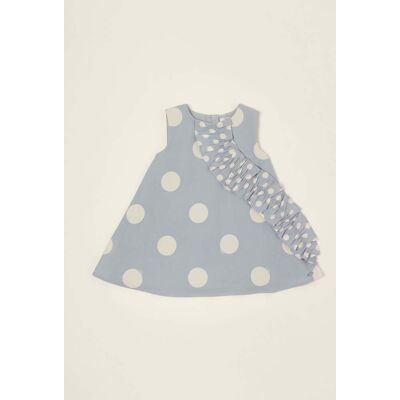 IANA , Abito Azzurro A Pois Con Volant, Neonata, Grigio, Taglia: 9 IANA , Abito Azzurro A Pois Con Volant, Neonata, Grigio, Taglia: 9
