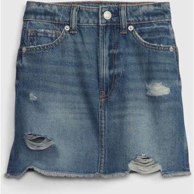 GAP KIDS , Gonna In Denim Effetto Distressed, Bambina, Denim, Taglia: 8Y/132-137 GAP KIDS , Gonna In Denim Effetto Distressed, Bambina, Denim, Taglia: 8Y/132-137