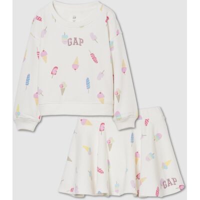 GAP KIDS , Set Felpa E Gonna In Misto Cotone Con Logo Gap, Bambina, Bianco, Taglia: 18-24M/79-84 GAP KIDS , Set Felpa E Gonna In Misto Cotone Con Logo Gap, Bambina, Bianco, Taglia: 18-24M/79-84