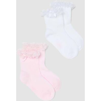 FAGOTTINO , Bipack Calze Corte In Misto Cotone Multicolor Da Neonata Con Balze, Bambina, Multicolor, Taglia: 18-24 FAGOTTINO , Bipack Calze Corte In Misto Cotone Multicolor Da Neonata Con Balze, Bambina, Multicolor, Taglia: 18-24