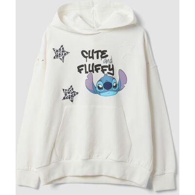 Disney , Felpa Over Bianca Con Cappuccio In Puro Cotone Con Stampa Stitch Per Ragazza, Bambina, Bianco, Taglia: 11-12 Disney , Felpa Over Bianca Con Cappuccio In Puro Cotone Con Stampa Stitch Per Ragazza, Bambina, Bianco, Taglia: 11-12