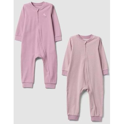FAGOTTINO , Bipack Di Tutine Rosa In Misto Cotone Organico Elasticizzato Con Zip Per Neonata, Bambina, Multicolor, Taglia: 12-18 FAGOTTINO , Bipack Di Tutine Rosa In Misto Cotone Organico Elasticizzato Con Zip Per Neonata, Bambina, Multicolor, Taglia: 12-18