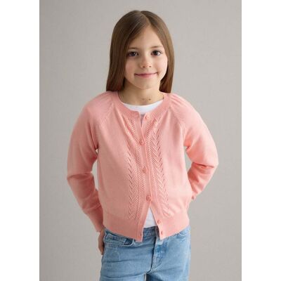 PIOMBO KIDS , Cardigan In Puro Cotone Rosa Da Bambina Regular Fit Con Trecce, Rosa, Taglia: 10 PIOMBO KIDS , Cardigan In Puro Cotone Rosa Da Bambina Regular Fit Con Trecce, Rosa, Taglia: 10