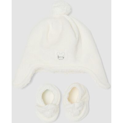 FAGOTTINO , Set Bianco Con Cappello E Scarpine Per Neonato Con Stampa Mickey Mouse, Unisex, Bianco, Taglia: ONE SIZE FAGOTTINO , Set Bianco Con Cappello E Scarpine Per Neonato Con Stampa Mickey Mouse, Unisex, Bianco, Taglia: ONE SIZE