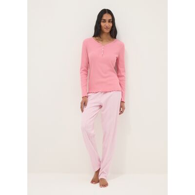OVS , Pantaloni Pigiama In Puro Cotone A Righe Rosa Regular Fit, Donna, Rosa, Taglia: S OVS , Pantaloni Pigiama In Puro Cotone A Righe Rosa Regular Fit, Donna, Rosa, Taglia: S