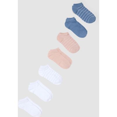 OVS , Multipack Di Sette Calzini Fantasmini A Righe Multicolor In Misto Cotone, Donna, Multicolor, Taglia: 36-38 OVS , Multipack Di Sette Calzini Fantasmini A Righe Multicolor In Misto Cotone, Donna, Multicolor, Taglia: 36-38