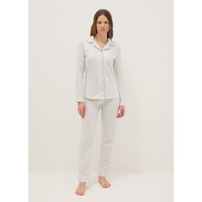 OVS , Pigiama A Quadri Bianco In Puro Cotone Regular Fit, Donna, Bianco, Taglia: XL OVS , Pigiama A Quadri Bianco In Puro Cotone Regular Fit, Donna, Bianco, Taglia: XL