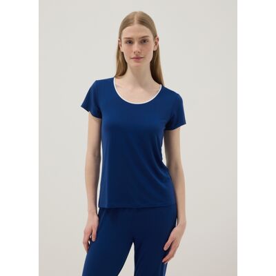 OVS , Maglietta Pigiama In Misto Viscosa Elasticizzata Blu Regular Fit, Donna, Blu, Taglia: XL OVS , Maglietta Pigiama In Misto Viscosa Elasticizzata Blu Regular Fit, Donna, Blu, Taglia: XL