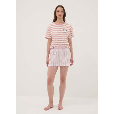 OVS , Shorts Pigiama Rosa In Cotone Organico A Righe, Donna, Rosa, Taglia: S OVS , Shorts Pigiama Rosa In Cotone Organico A Righe, Donna, Rosa, Taglia: S