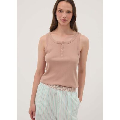 OVS , Canotta Serafino Beige In Misto Cotone E Viscosa A Costine, Donna, Beige, Taglia: XL OVS , Canotta Serafino Beige In Misto Cotone E Viscosa A Costine, Donna, Beige, Taglia: XL
