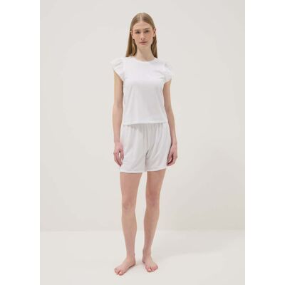 OVS , Pigiama Corto In Puro Cotone Bianco Regular Fit Con Volant, Donna, Bianco, Taglia: M OVS , Pigiama Corto In Puro Cotone Bianco Regular Fit Con Volant, Donna, Bianco, Taglia: M