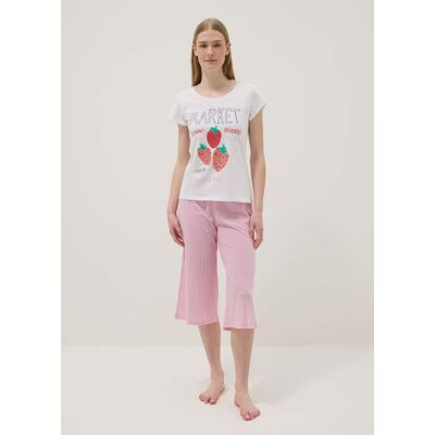 OVS , Pantaloncini Pigiama In Puro Cotone Rosa A Righe Regular Fit, Donna, Rosa, Taglia: XL OVS , Pantaloncini Pigiama In Puro Cotone Rosa A Righe Regular Fit, Donna, Rosa, Taglia: XL