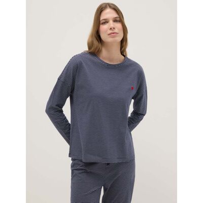 OVS , Maglia Pigiama In Puro Cotone A Righe Multicolor Regular Fit Con Cuore, Donna, Multicolor, Taglia: S OVS , Maglia Pigiama In Puro Cotone A Righe Multicolor Regular Fit Con Cuore, Donna, Multicolor, Taglia: S