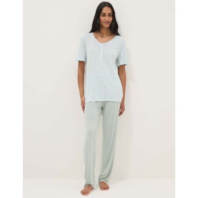 OVS , Pigiama In Pura Viscosa Azzurro Regular Fit, Donna, Azzurro, Taglia: 50 OVS , Pigiama In Pura Viscosa Azzurro Regular Fit, Donna, Azzurro, Taglia: 50