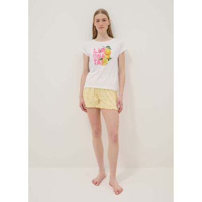 OVS , Shorts Pigiama Giallo In Puro Cotone Con Stampe Limoni E Coulisse Rosa, Donna, Giallo, Taglia: S OVS , Shorts Pigiama Giallo In Puro Cotone Con Stampe Limoni E Coulisse Rosa, Donna, Giallo, Taglia: S