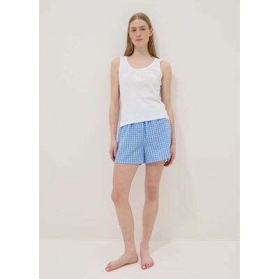 OVS , Shorts Pigiama In Puro Cotone A Quadri Bianchi E Azzurri Regular Fit, Donna, Multicolor, Taglia: M OVS , Shorts Pigiama In Puro Cotone A Quadri Bianchi E Azzurri Regular Fit, Donna, Multicolor, Taglia: M