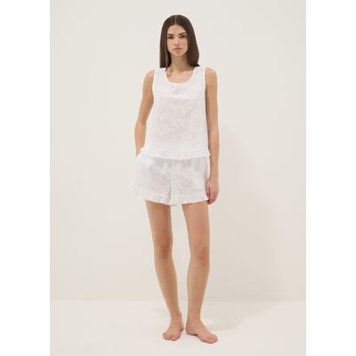 OVS , Pigiama Bianco In Puro Cotone Con Top Smanicato E Shorts, Donna, Bianco, Taglia: XXL OVS , Pigiama Bianco In Puro Cotone Con Top Smanicato E Shorts, Donna, Bianco, Taglia: XXL