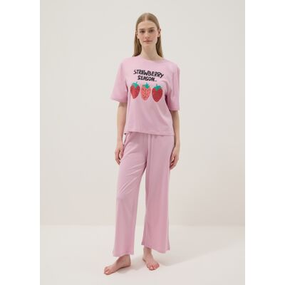 OVS , Pigiama Lungo In Puro Cotone Rosa Regular Fit Con Fragole, Donna, Rosa, Taglia: XL OVS , Pigiama Lungo In Puro Cotone Rosa Regular Fit Con Fragole, Donna, Rosa, Taglia: XL
